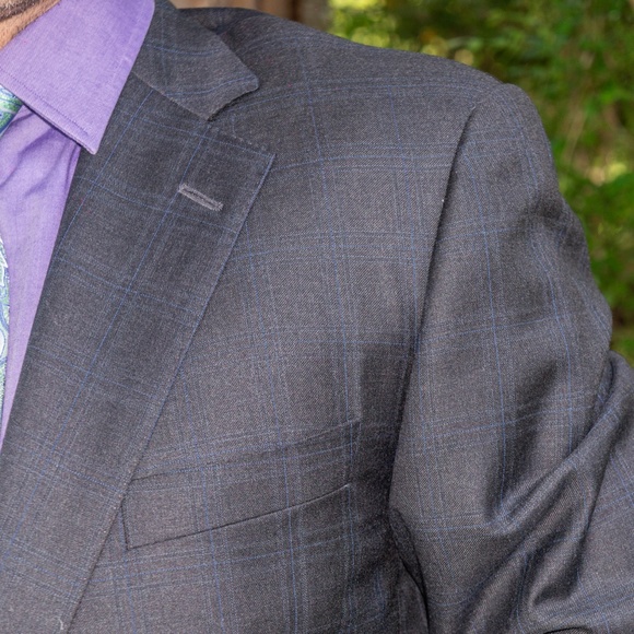 Samuelsohn 2 Button Suit - 2 PC (grey/blue pane) - Picture 2 of 6